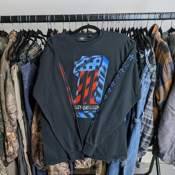 Harley Davidson longsleeve with front and sideprints - Picture 1 of 3